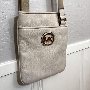 Michael Kors White Leather Monogram Crossbody Bag